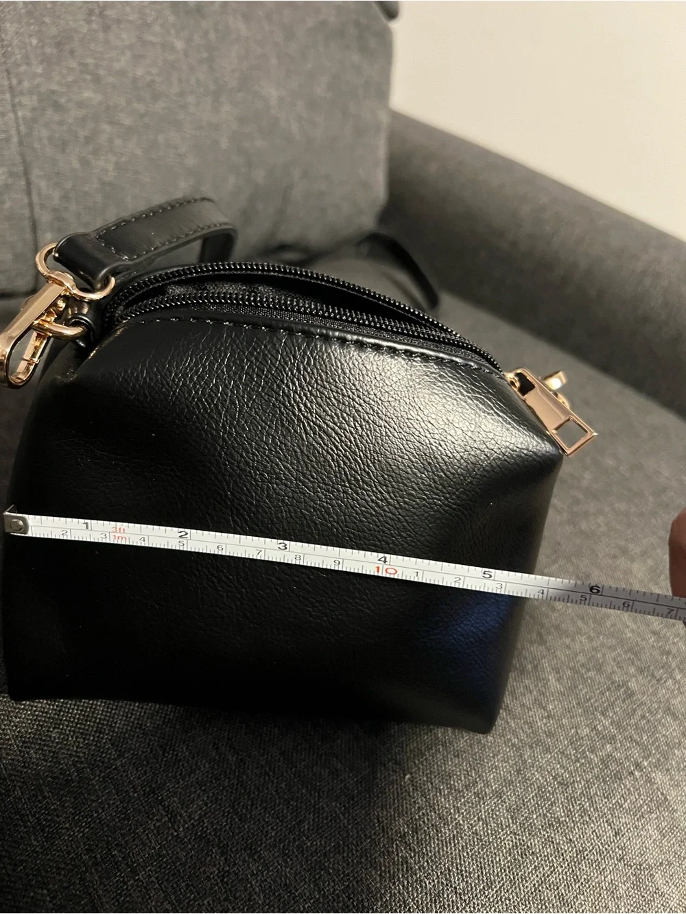 Anthropologie Black micro Crossbody with Gold Hardware